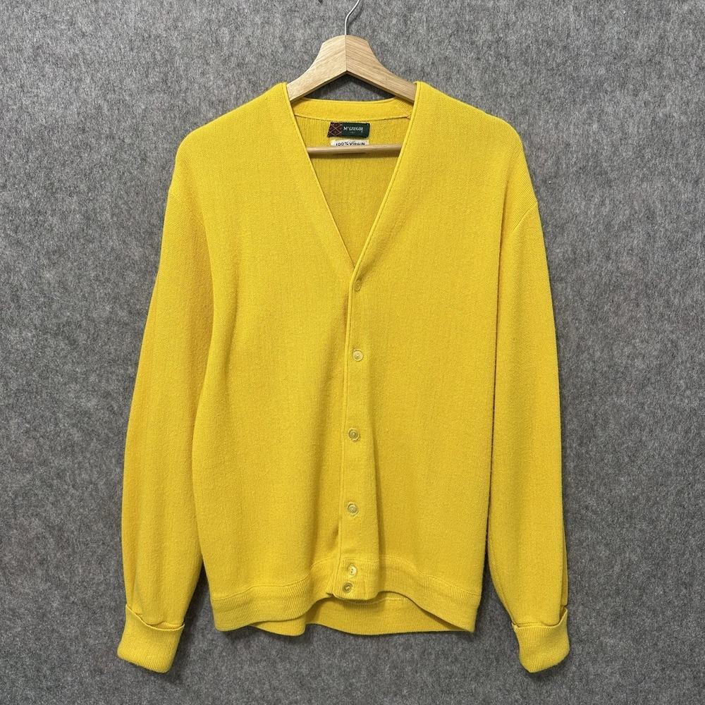 Vintage McGregor Cardigan Mens Sz Large yellow orlon acrylic 60s 70s RARE